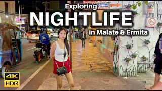 Ultimate Malate Manila Nightlife Walking Tour 4K HDR [upl. by Towney]