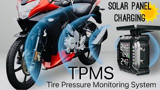 How to Monitor Motorcycle Tire Pressure  Smart Solar Tire Pressure Monitoring System  Solar TPMS [upl. by Xuerd143]