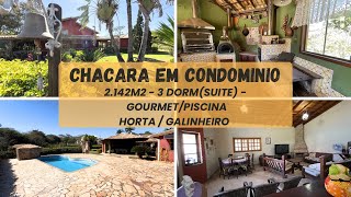 Chacara em condominio fechado 2142m2 3 dorm1suiteGourmetPiscina Residencial Fazenda Victória [upl. by Malanie846]