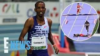 Olympic Runner Lamecha Girma Taken on Stretcher After Frightening Fall  2024 Olympics  E News [upl. by Tarrel525]