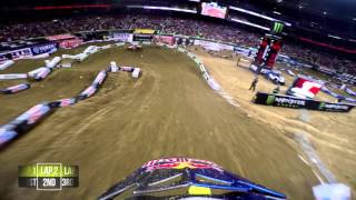 GoPro James Stewart Heat Race 2016 Monster Energy Supercross from St Louis [upl. by Enelram97]