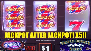 5 JACKPOTS Huge Wins on Quick Hit Triple Double Action Slot machine One of my best sessions EVER [upl. by Marsiella229]