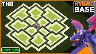 NEW TH8 Hybrid Base 2024 COPY LINK  COC Town Hall 8 TrophyWar Base [upl. by Dnalyar]