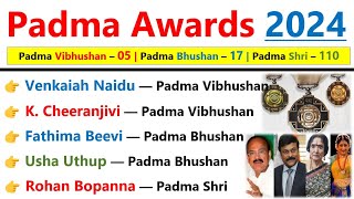 Padma Awards 2024 Current affairs  Padma Awards 2024  पद्म पुरस्कार 2024 Padma Awards 2024 Winner [upl. by Warga]