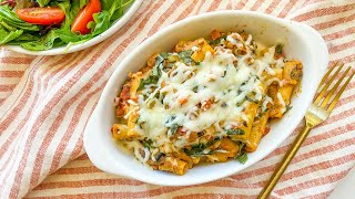 Cheesy Lentil Bolognese Baked Ziti Recipe [upl. by Ahsa]