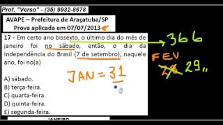 Raciocínio Lógico  Concursos  CONSULPLAN  Calendários [upl. by Daphne]