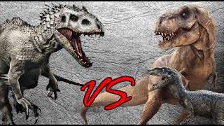 Indominus Rex vs Tyrannosaurus Rex amp Velociraptor  SPORE [upl. by Aelem]