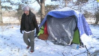 Braving the cold in Camdens tent city [upl. by Zetes]