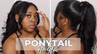 How to Curled Ponytail w no glue Outre Hair [upl. by Okiruy]