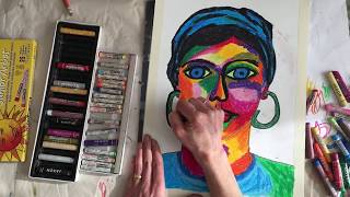 Jawlensky Portrait Drawing Tutorial in Oil Pastel [upl. by Janeen]