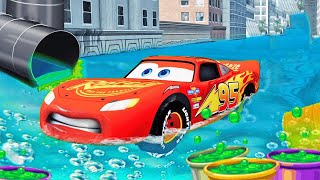 MEGA FLOOD vs LIGHTNING MCQUEEN amp PIXAR CARS in BeamNGdrive [upl. by Melantha565]