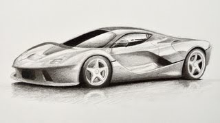 How to Draw a Car Ferrari  Fine ArtTips [upl. by Anirehtac]