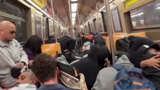 Man Shot on New York City Subway Train  Brooklyn NYC 31424 [upl. by Lleirbag]