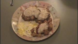 Country fried hamburger steak with home fries VR to Hickamfield2009 [upl. by Ijnek]