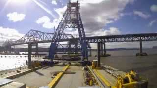 New NY Bridge – Super Crane’s First Lift [upl. by Leicam]