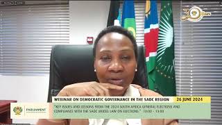 REGIONAL WEBINAR SERIES ON DEMOCRATIC GOVERNANCE IN THE SADC REGION 26 June 2024 [upl. by Pillyhp]