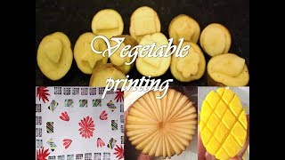 How to do Vegetable Printing with fabric paintPotato  Cloth Designs  Vegetable Carving  DIY [upl. by Froehlich276]