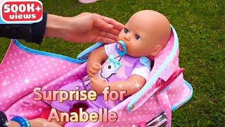 Surprise for Anabelle Doll Baby Doll New Pink Bath Robe amp Doll Video For Kids [upl. by Sualakcin473]