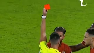 Sergio Ramos asked the referee to check VAR REF checked the yellow gave direct red card 21 highl [upl. by Yole]