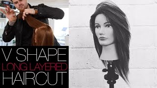 VSHAPED HAIRCUT  How To Cut A Long Layered V SHAPE Haircut  MATT BECK VLOG 22 [upl. by Faludi]