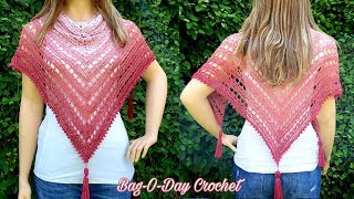 HOW TO CROCHET A LIGHTWEIGHT SHAWL  SWEET CHERRY WINE SHAWL  BAG O DAY CROCHET TUTORIAL 499 [upl. by Assilanna]