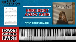 Piano Playalong NARCISSIST by Avery Anna with sheet music chords lyrics and melody [upl. by Winfrid]