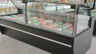 COOLSSMANN refrigeration D1 Deluxe Square Glass Meat Counter Live Shot in Showroom [upl. by Heman]