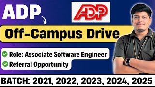 ADP Off Campus Drive 2025 2024 2023 202221  Associate Software Engineer Hiring  How to Apply [upl. by Harvie627]