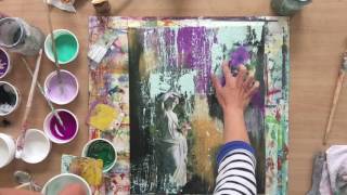 Collage Art Tutorial Acryl Abstract Painting Schritt für Schritt Anleitung [upl. by Sidell]