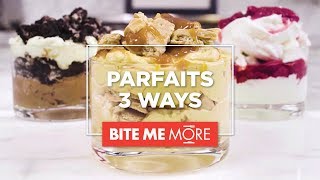 DESSERT RECIPE  Easy NoBake Parfait 3 Ways [upl. by Bathsheba50]