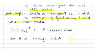 Inert and Labile Complex with example Msc chemistry semester 1 inorganic chemistry [upl. by Einuj]