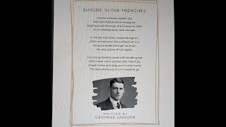 Suicide in the Trenches by Siegfried Sassoon wwihistory mentalhealth [upl. by Atiner]