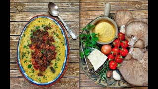 Polenta baked with tomatoes and mushrooms [upl. by Tezil725]