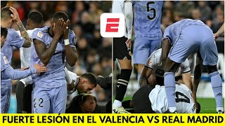 FUERTE LESIÓN de Diakhaby en el REAL MADRID vs VALENCIA detiene el partido  La Liga [upl. by Reifnnej]