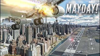 Flight Simulator 2023 RTX™ 3090  ULTRA REALISM MODS  Engine Fire  New York Landing  MSFS 4K [upl. by Duester411]