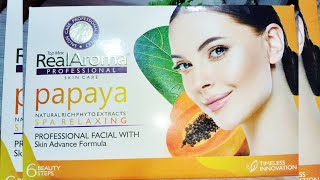 Facial Kit For PigmentationReal Aroma Papaya Facial kit Complete reviewyoutube facialkit [upl. by Greg]