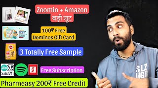 Zoomin Amazon Loot Offer Pampers Rs100 Free Dominos Loot Pedigree Free Loot Gaana Saavan Spotify [upl. by Schaaff]