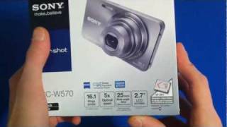 Unboxing Sony Cybershot 161MP Digital Camera DSCW570 Black HD 720p [upl. by Barri]