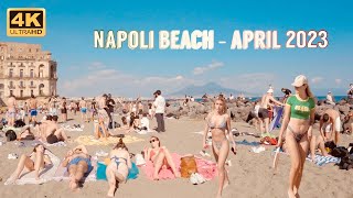 4k Beach Walk  Naples Italy  Napoli Beach  April 2023 ☀️ 🇮🇹 Sunny Day [upl. by Lleunamme863]