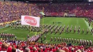 University of Wisconsin Marching Band runon and On Wisconsin Lambeau Field 9316 [upl. by Nataline]