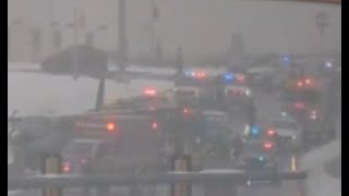 WATCH LIVE Plane leaves Dulles makes hard landing on Loudoun County Parkway 7 people on board [upl. by Adeirf381]