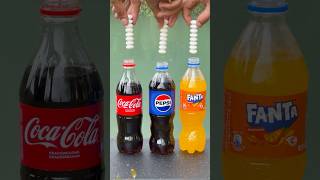 “CocaCola vs Fanta and Pepsi What’s the Difference” 🔥🍾 cokevsmentos experiment [upl. by Keefer]