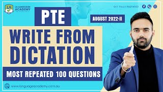 PTE Listening Write From Dictation  August 2022II Exam Predictions  LA Language Academy PTE NAATI [upl. by Gnues]