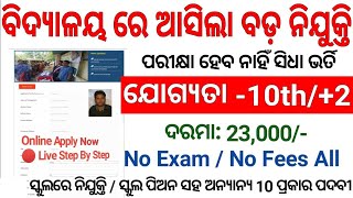 ସ୍କୁଲ ପିଅନ ନିଯୁକ୍ତି Odisha School Peon Job 2024  Odisha 10th Pass Peon Job 2024  Odisha Govt Job [upl. by Onailimixam]