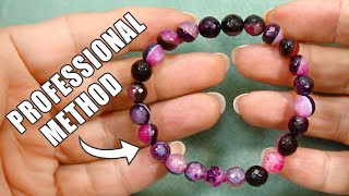 How To Make A Beaded Elastic Bracelet  No Glue Professional Method  Easy DIY jewelry tutorial [upl. by Annaes]