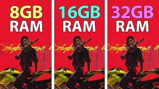 Cyberpunk 2077 Patch 20  8GB RAM vs 16GB RAM vs 32GB RAM [upl. by Lagiba]