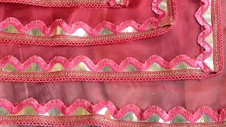 Lace Work Design On Saree  New Saree border lace design [upl. by Alyose]