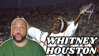 FIRST TIME REACTING TO  Whitney Houston  National Anthem Star Spangled Banner [upl. by Ellednek969]