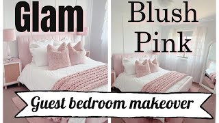 GLAM BLUSH PINK GUEST BEDROOM MAKEOVER  BLUSH PINK DECOR IDEAS  BOARD AND BATTEN WALL [upl. by Beaufert]