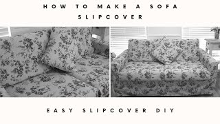 How to Make a Sofa Slipcover  Affordable Sofa Slipcover DIY  Sewing Your Own Sofa Slipcover [upl. by Itsym544]